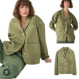 J.Crew Cotton Blazer Jacket Olive Gold Buttons 2023 Sustainable Size M